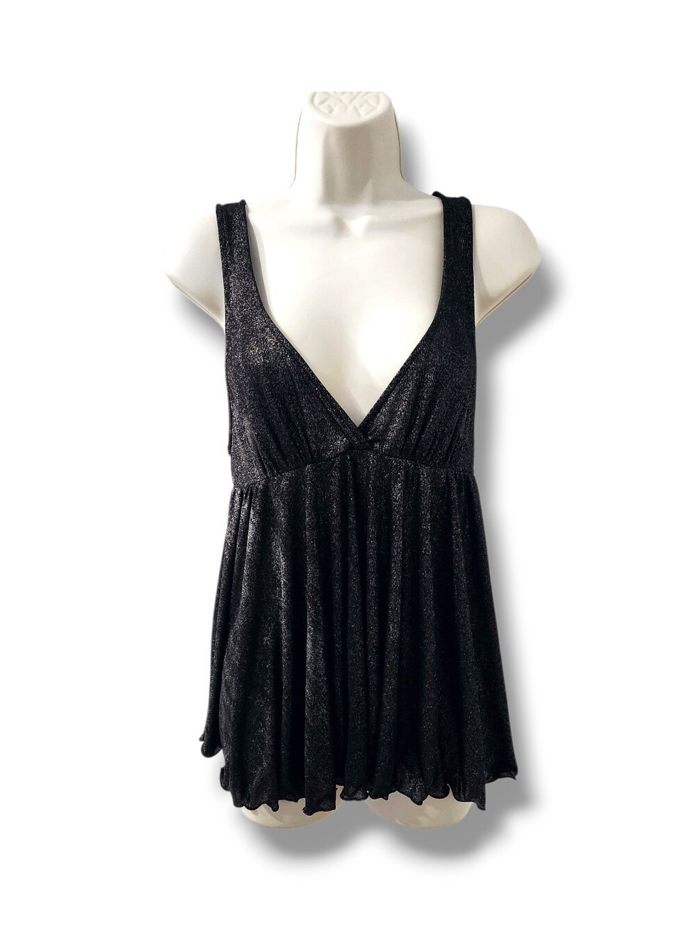 Victoria's Secret Shimmery Metallic Deep V Babydoll Top | L